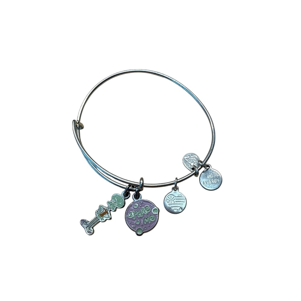 Alex and Ani SpongeBob Squidward Spare Me Charm Bangle Bracelet Silver Tone